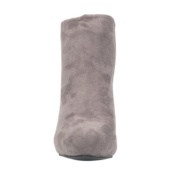 Boohoo Women Kasey Block Heel Zip Up Ankle Booties US 10 Grey Faux Suede - Picture 4 of 6